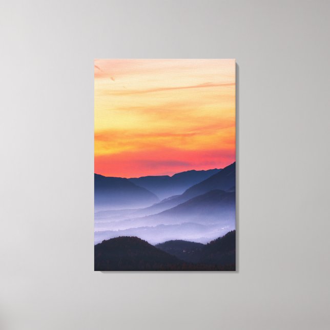Toile Coucher de soleil et brouillard dans la vallée (Recto)