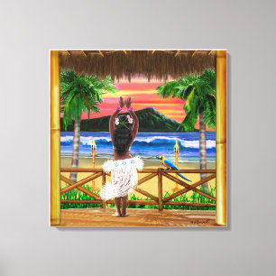 TOILE COUCHER DE SOLEIL HULA HAWAÏEN