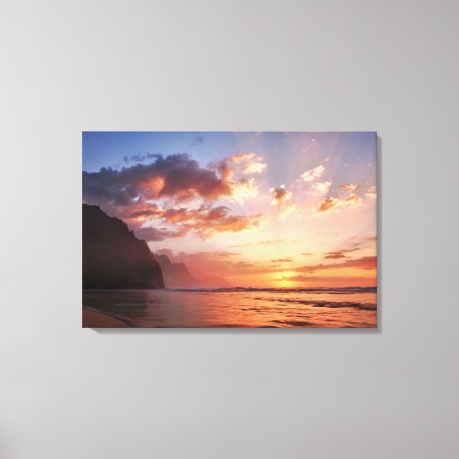Toile Coucher de soleil le long de la côte de Kauai (Recto)