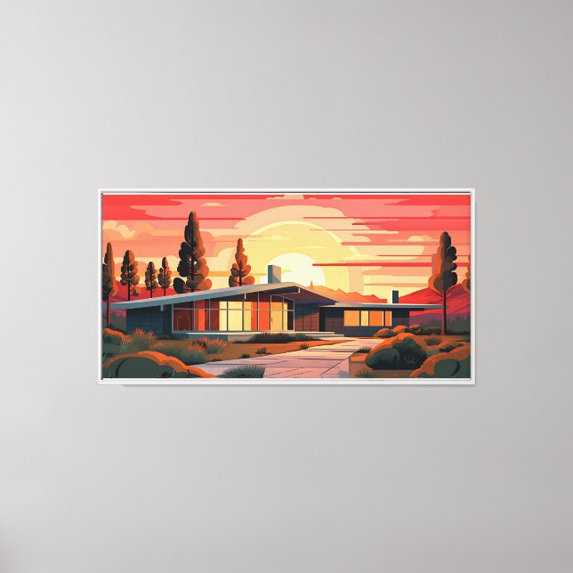 Toile Coucher de soleil moderne du milieu du siècle (Recto)