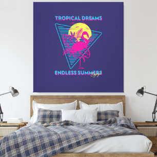 Toile Coucher de soleil Rétro Flamant Synthwave Vibes