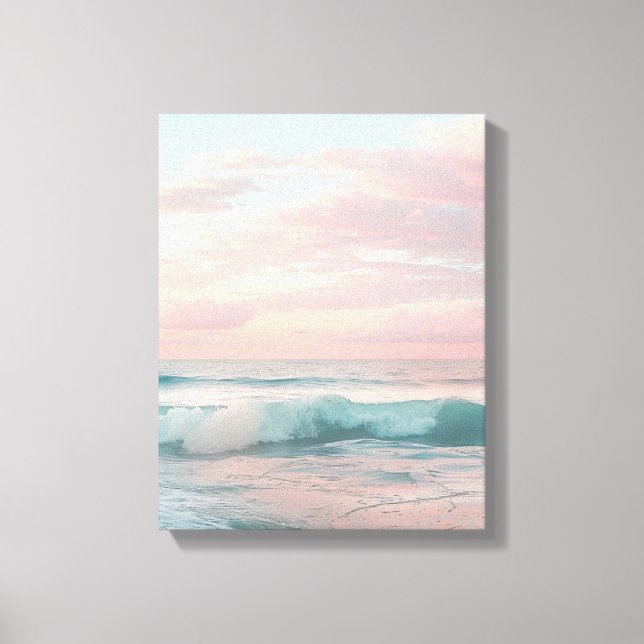 Toile Coucher de soleil rose, Turquoise et or Ocean Canv (Recto)