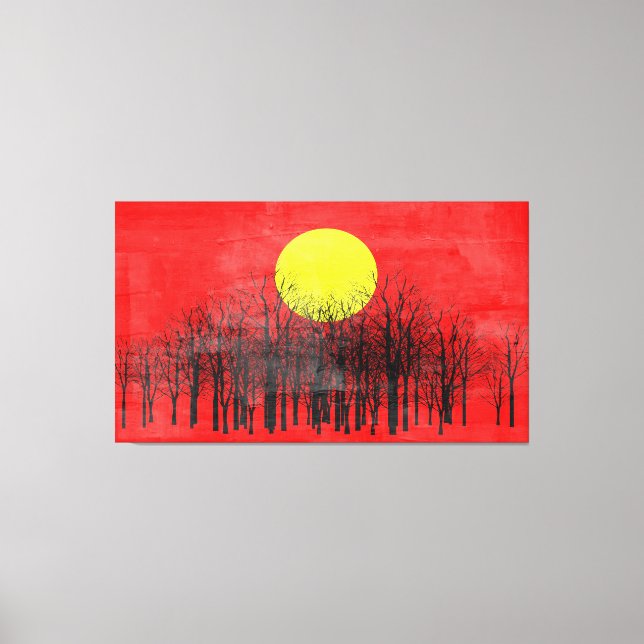 Toile Coucher de soleil rouge peinture Abstraite (Recto)