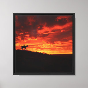 Toile Coucher de soleil rouge sang intense Cow-boy silho