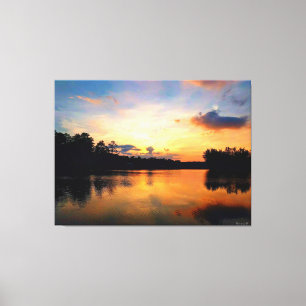 Toile Coucher de soleil serein au bord du lac