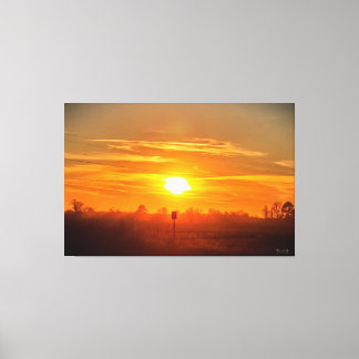 Toile Coucher de soleil serein sur champs ouverts