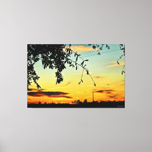 Toile Coucher de soleil serein sur la campagne