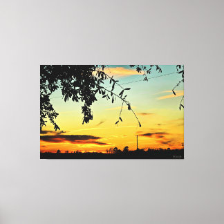 Toile Coucher de soleil serein sur la campagne