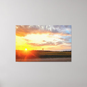 Toile Coucher de soleil sur champs ouverts