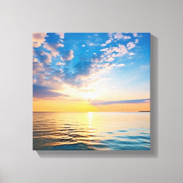 Toile Coucher De Soleil Sur Des Vagues Océaniques Calmes (Recto)