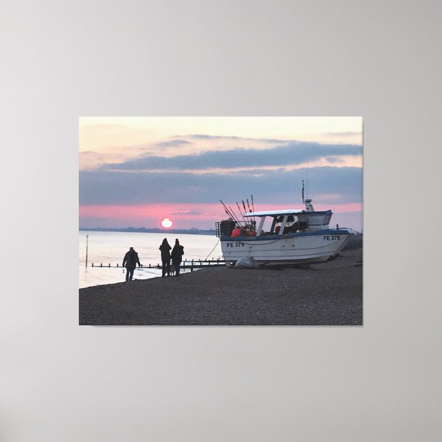 Toile Coucher de soleil sur Hythe Bay Kent avec bateaux  (Recto)