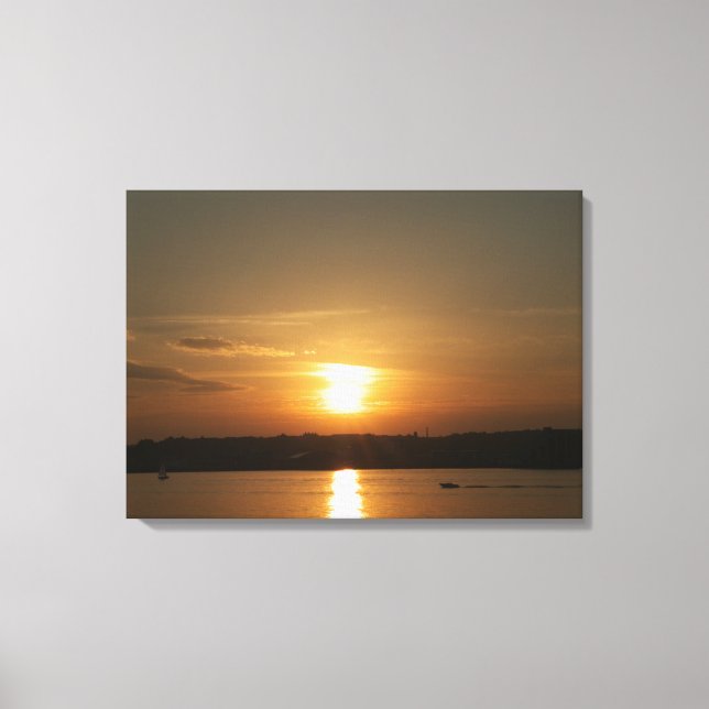 Toile Coucher de soleil sur la baie Cardiff (Recto)