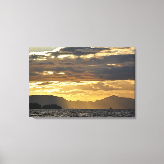 Toile Coucher de soleil sur la baie de Ketchikan (Recto)