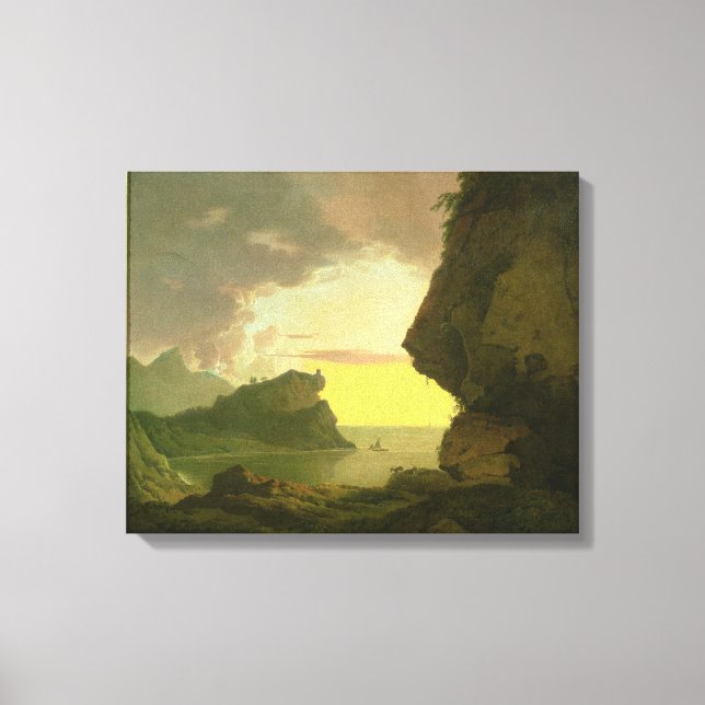 Toile Coucher de soleil sur la côte près de Naples, vers (Recto)
