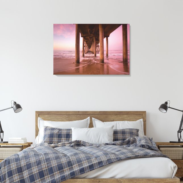 Toile Coucher de soleil sur la jetée de Huntington Beach (Insitu(Chambre))
