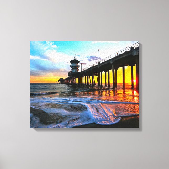 Toile Coucher de soleil sur la jetée de Huntington Beach (Recto)