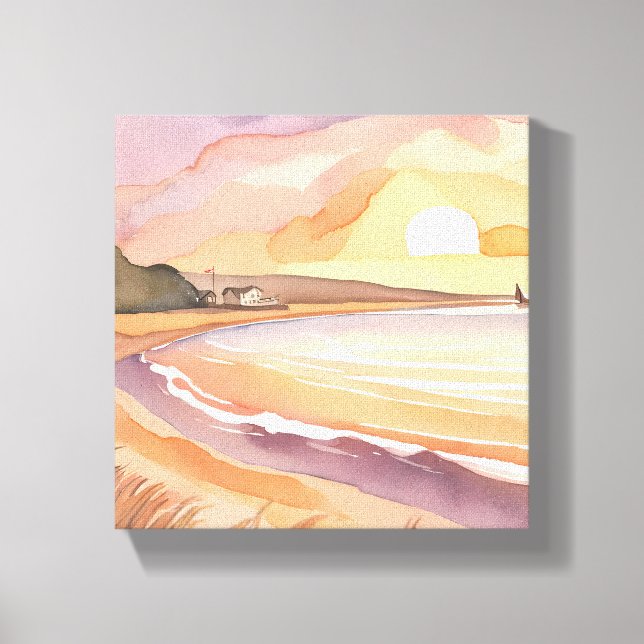 Toile Coucher de soleil sur la plage | Belle peinture à  (Recto)