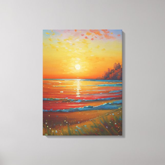 Toile Coucher de soleil sur la plage de Fiery (Recto)