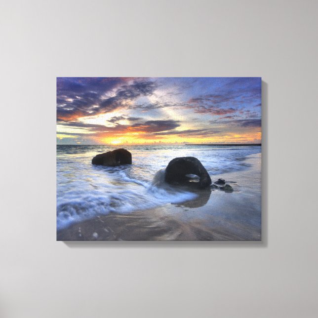 Toile Coucher De Soleil Sur La Plage De Kedonganan (Recto)