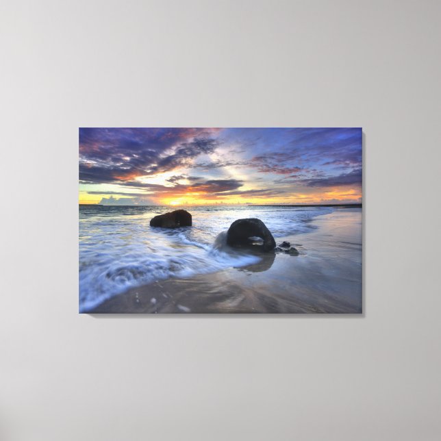 Toile Coucher De Soleil Sur La Plage De Kedonganan (Recto)