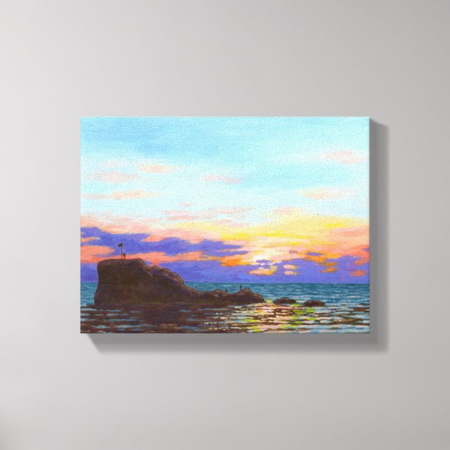 Toile Coucher de soleil sur la plage de Perranporth (Recto)