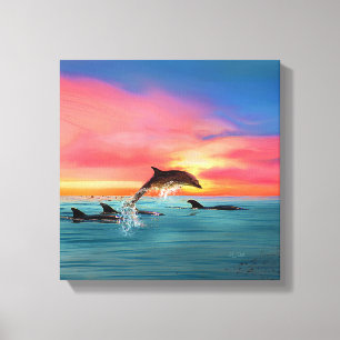Toile Coucher de soleil sur la plage des dauphins