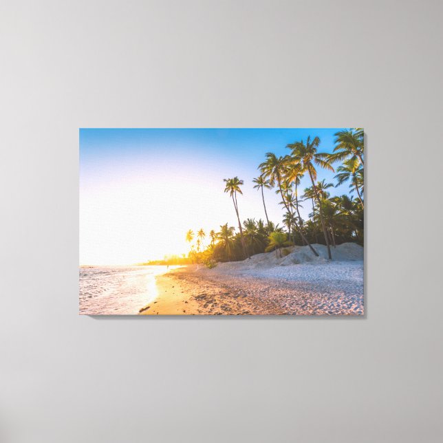 Toile Coucher de soleil sur la plage tropicale | Républi (Recto)