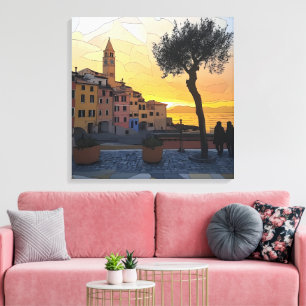 Toile Coucher de soleil sur la Riviera italienne - Impre