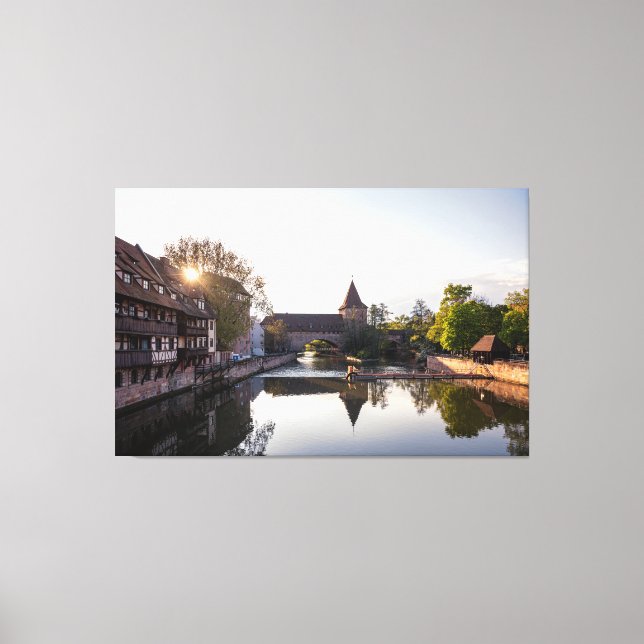 Toile Coucher de soleil sur l'ancien pont médiéval de Nu (Recto)