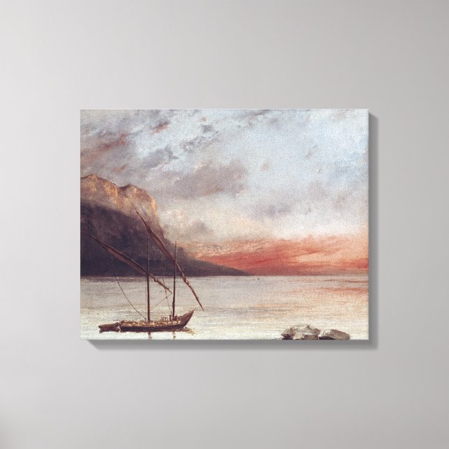 Toile Coucher de soleil sur le lac Léman, 1874 (Recto)