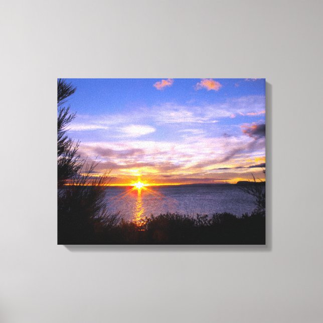 Toile Coucher de soleil sur le lac Taupo (Recto)