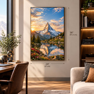 Toile Coucher de soleil sur le Matterhorn en Suisse. Alp