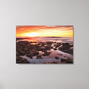 Toile Coucher de soleil sur les bassins de marée