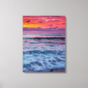 Toile Coucher de soleil sur les vagues de l'océan, Calif
