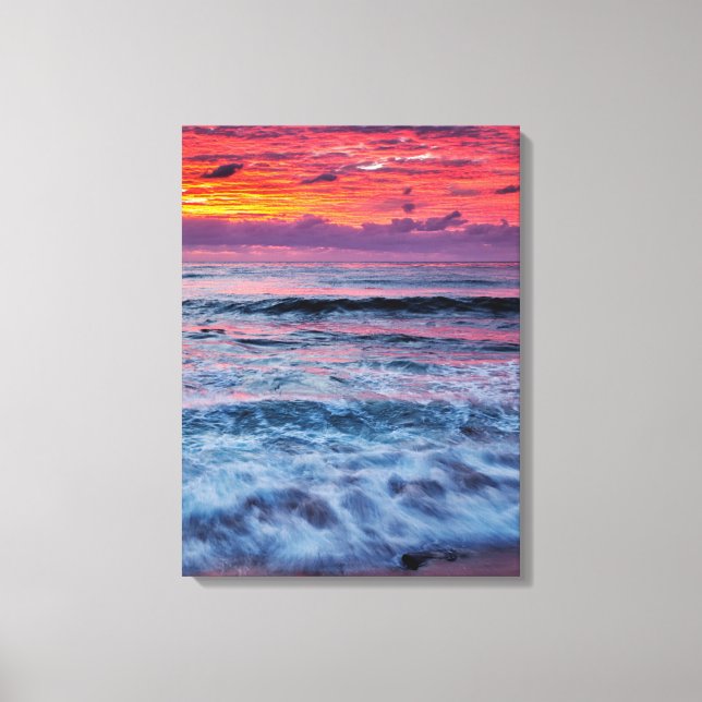 Toile Coucher de soleil sur les vagues de l'océan, Calif (Recto)