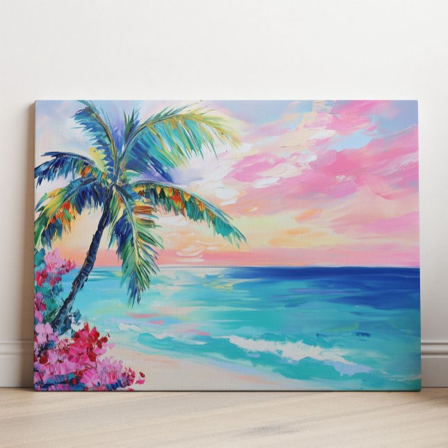 Toile Coucher de soleil sur l'océan tropical, Palmier (Créateur téléchargé)