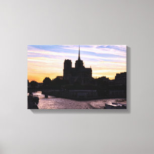 Toile Coucher de soleil sur Notre Dame de Paris