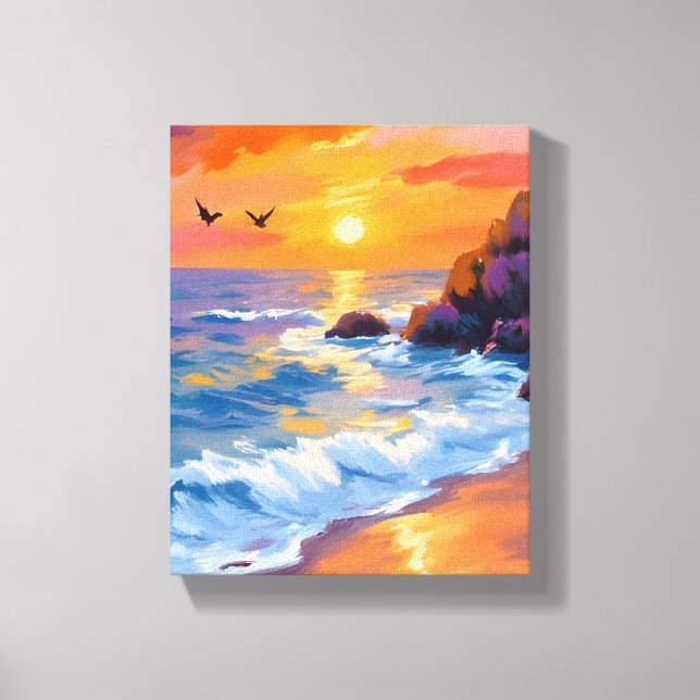 Toile Coucher de soleil sur Orange Beach | Peinture côti (Recto)