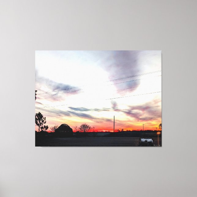 Toile Coucher de soleil sur paysage rural (Recto)