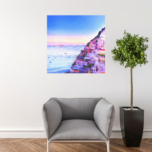 Toile Coucher de soleil sur Positano, Italie Peinture