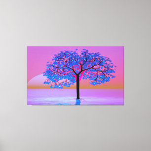 Toile Coucher de soleil sur un arbre