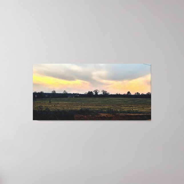 Toile Coucher de soleil sur un champ à la campagne (Recto)