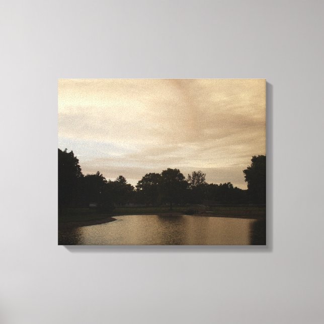 Toile Coucher de soleil sur un étang (Recto)