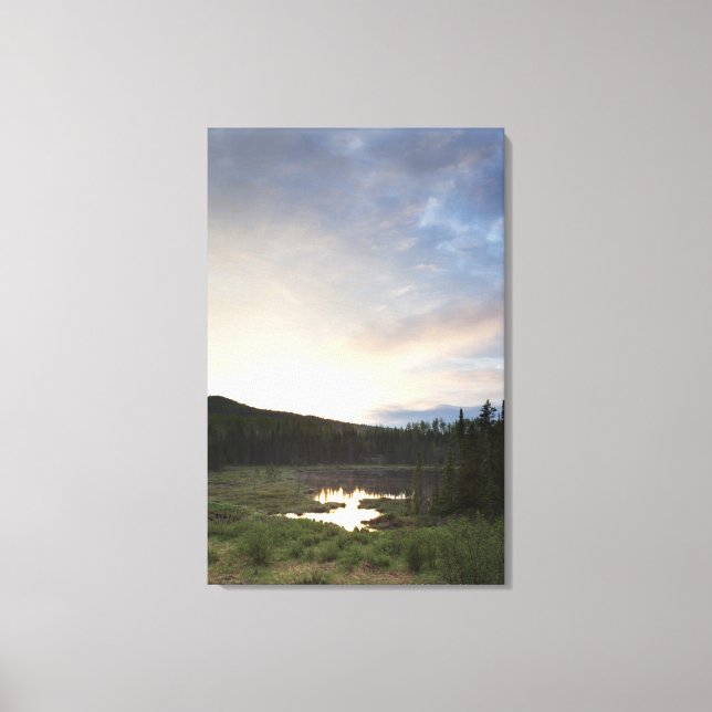 Toile Coucher De Soleil Sur Un Étang Bruyant (Recto)