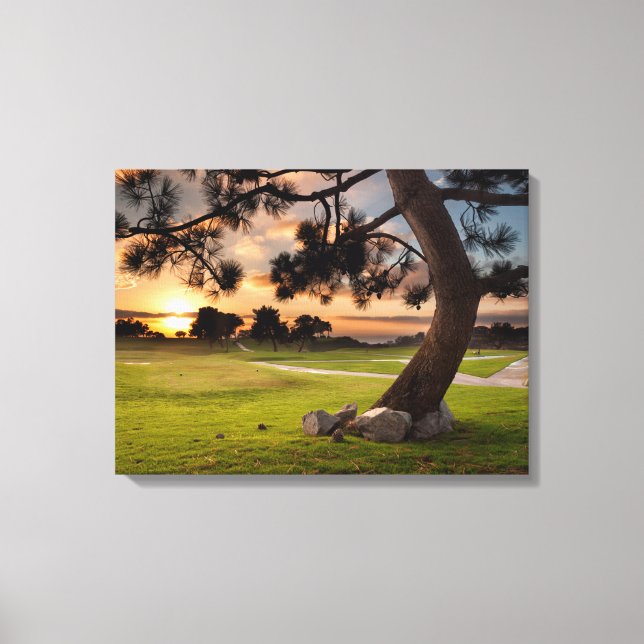 Toile Coucher de soleil sur un terrain de golf (Recto)