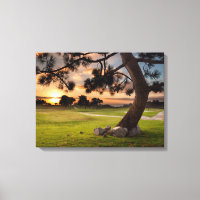 Coucher de soleil sur un terrain de golf