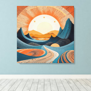 Toile Coucher de soleil surréaliste dans le désert Abstr