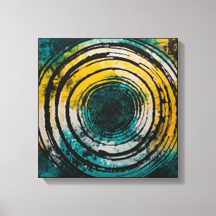 Toile Coucher de soleil turquoise forêt Aquarelle mur ar