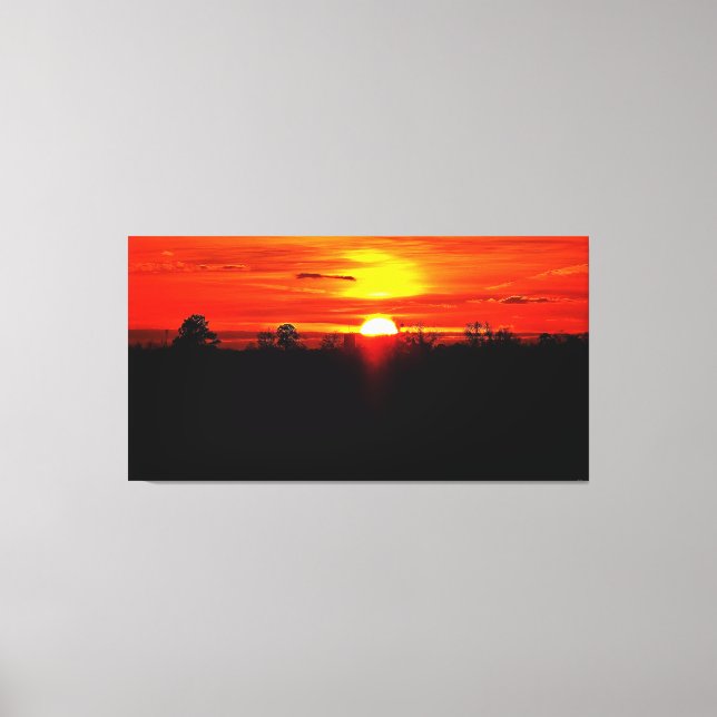 Toile Coucher de soleil vibrant sur l'horizon de la forê (Recto)