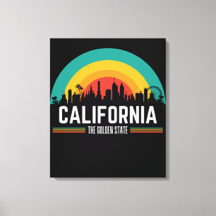 Toile Coucher de soleil vintage sur la skyline de Califo